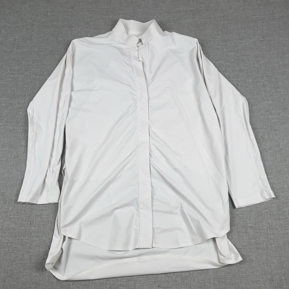 ADAY Something Borrowed Shirt Womens L White High Neck Long Sleeve Tunic Top